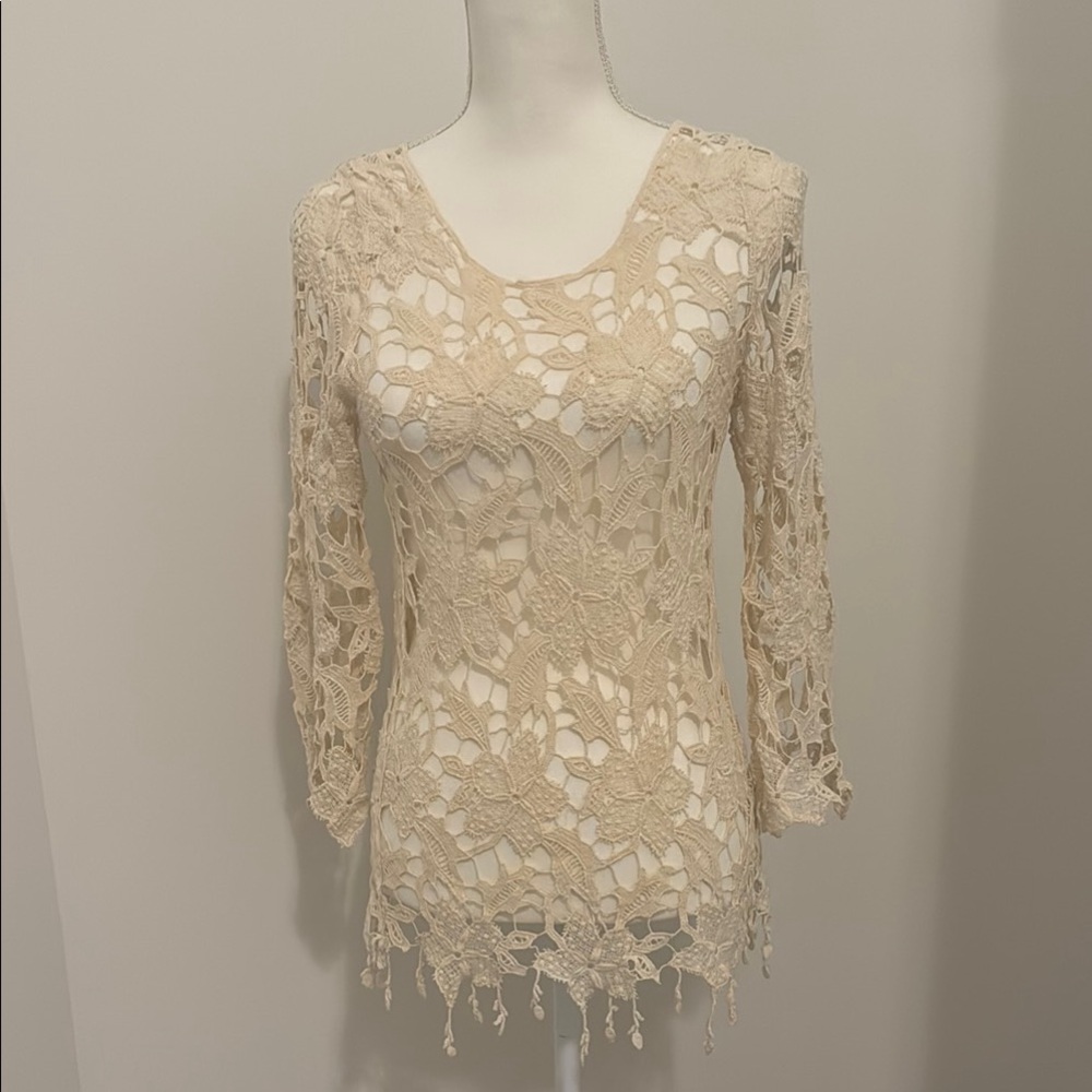 Elegant Cream Lace Women's Top